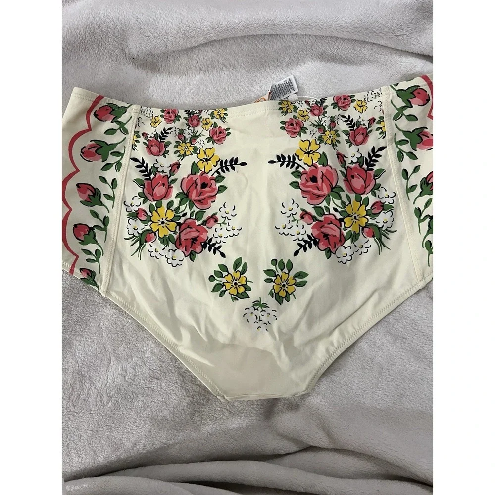 NWT‎ Tory Burch Printed Swim High Waisted Bottoms Size L Garden Veil 73172 0220